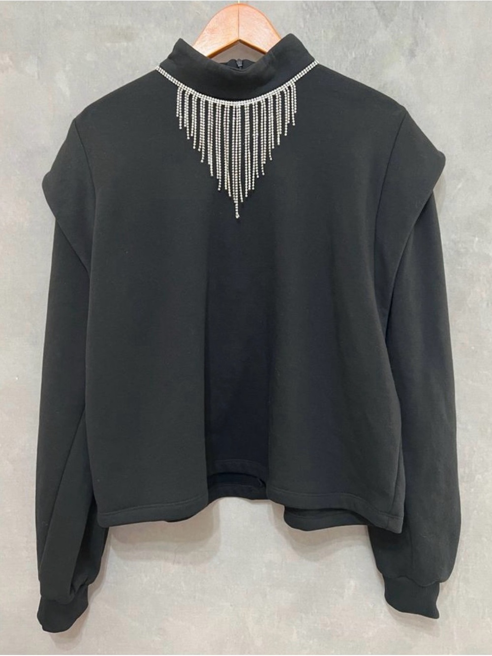 Zara black embellished neckline black Sweatshirt sweate